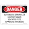 Signmission OSHA Danger Sign, 7" Height, Rigid Plastic, Automatic Sprinkler Shutoff Valve Located, Landscape OS-DS-P-710-L-2263 - alternate 1